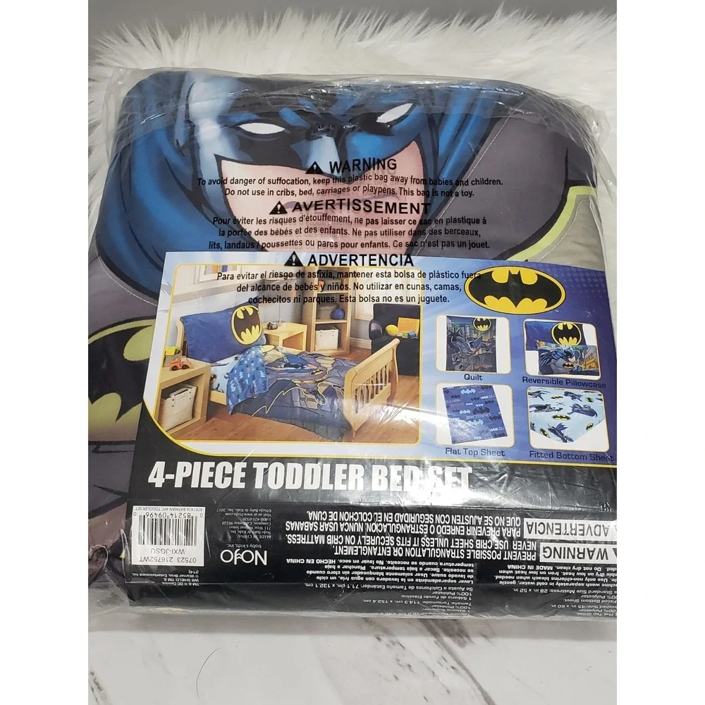 Batman Toddler 4-Piece Bed Set Microfiber Quilt Sheets Pillowcase Bedding decor
